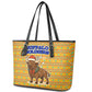 Buffalo Soldiers Christmas Leather Tote Bag Yellow Cartoon Buffalo Santa Hat Design - African Pride