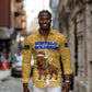 Buffalo Soldiers Christmas Long Sleeve Button Shirt Yellow Cartoon Buffalo Santa Hat Design - African Pride