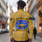 Buffalo Soldiers Christmas Long Sleeve Button Shirt Yellow Cartoon Buffalo Santa Hat Design - African Pride