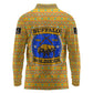 Buffalo Soldiers Christmas Long Sleeve Polo Shirt Yellow Cartoon Buffalo Santa Hat Design - African Pride
