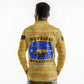 Buffalo Soldiers Christmas Long Sleeve Polo Shirt Yellow Cartoon Buffalo Santa Hat Design - African Pride