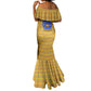 Buffalo Soldiers Christmas Mermaid Dress Yellow Cartoon Buffalo Santa Hat Design - African Pride