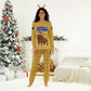 Buffalo Soldiers Christmas Pajama Set Yellow Cartoon Buffalo Santa Hat Design - African Pride