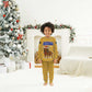 Buffalo Soldiers Christmas Pajama Set Yellow Cartoon Buffalo Santa Hat Design - African Pride