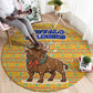 Buffalo Soldiers Christmas Round Carpet Yellow Cartoon Buffalo Santa Hat Design - African Pride