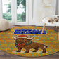 Buffalo Soldiers Christmas Round Carpet Yellow Cartoon Buffalo Santa Hat Design - African Pride
