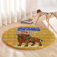 Buffalo Soldiers Christmas Round Carpet Yellow Cartoon Buffalo Santa Hat Design - African Pride