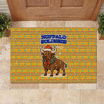 Buffalo Soldiers Christmas Rubber Doormat Yellow Cartoon Buffalo Santa Hat Design - African Pride