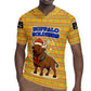 Buffalo Soldiers Christmas Rugby Jersey Yellow Cartoon Buffalo Santa Hat Design - African Pride