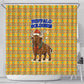 Buffalo Soldiers Christmas Shower Curtain Yellow Cartoon Buffalo Santa Hat Design - African Pride