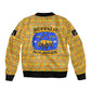 Buffalo Soldiers Christmas Sleeve Zip Bomber Jacket Yellow Cartoon Buffalo Santa Hat Design - African Pride