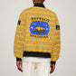 Buffalo Soldiers Christmas Sleeve Zip Bomber Jacket Yellow Cartoon Buffalo Santa Hat Design - African Pride