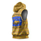 Buffalo Soldiers Christmas Sleeveless Hoodie Yellow Cartoon Buffalo Santa Hat Design - African Pride