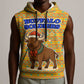 Buffalo Soldiers Christmas Sleeveless Hoodie Yellow Cartoon Buffalo Santa Hat Design - African Pride