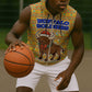 Buffalo Soldiers Christmas Sleeveless Zip Hoodie Yellow Cartoon Buffalo Santa Hat Design - African Pride
