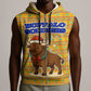 Buffalo Soldiers Christmas Sleeveless Zip Hoodie Yellow Cartoon Buffalo Santa Hat Design - African Pride