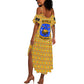 Buffalo Soldiers Christmas Summer Maxi Dress Yellow Cartoon Buffalo Santa Hat Design - African Pride