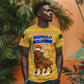 Buffalo Soldiers Christmas T shirt Yellow Cartoon Buffalo Santa Hat Design - African Pride