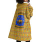 Buffalo Soldiers Christmas Wearable Blanket Hoodie Yellow Cartoon Buffalo Santa Hat Design - African Pride