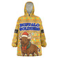 Buffalo Soldiers Christmas Wearable Blanket Hoodie Yellow Cartoon Buffalo Santa Hat Design - African Pride