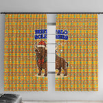 Buffalo Soldiers Christmas Window Curtain Yellow Cartoon Buffalo Santa Hat Design - African Pride