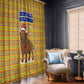 Buffalo Soldiers Christmas Window Curtain Yellow Cartoon Buffalo Santa Hat Design - African Pride