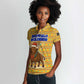 Buffalo Soldiers Christmas Women Polo Shirt Yellow Cartoon Buffalo Santa Hat Design - African Pride