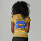 Buffalo Soldiers Christmas Women V-Neck T-Shirt Yellow Cartoon Buffalo Santa Hat Design - African Pride