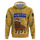 Buffalo Soldiers Christmas Zip Hoodie Yellow Cartoon Buffalo Santa Hat Design - African Pride