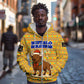 Buffalo Soldiers Christmas Zip Hoodie Yellow Cartoon Buffalo Santa Hat Design - African Pride