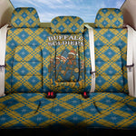 Buffalo Soldiers Christmas Back Car Seat Cover Blue Yellow Plaid Parade Illustration Design - African Pride