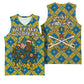 Buffalo Soldiers Christmas Basketball Jersey Blue Yellow Plaid Parade Illustration Design - African Pride