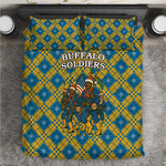 Buffalo Soldiers Christmas Bedding Set Blue Yellow Plaid Parade Illustration Design - African Pride