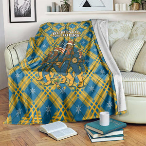 Buffalo Soldiers Christmas Blanket Blue Yellow Plaid Parade Illustration Design - African Pride