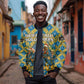 Buffalo Soldiers Christmas Bomber Jacket Blue Yellow Plaid Parade Illustration Design - African Pride