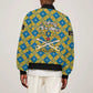 Buffalo Soldiers Christmas Bomber Jacket Blue Yellow Plaid Parade Illustration Design - African Pride