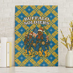 Buffalo Soldiers Christmas Canvas Wall Art Blue Yellow Plaid Parade Illustration Design - African Pride