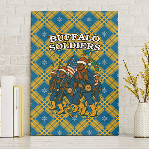 Buffalo Soldiers Christmas Canvas Wall Art Blue Yellow Plaid Parade Illustration Design - African Pride