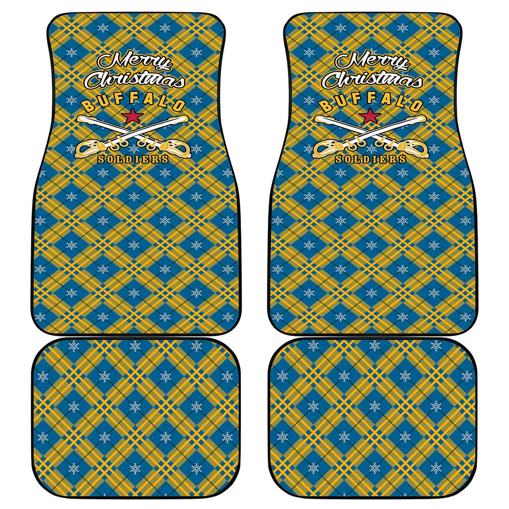 Buffalo Soldiers Christmas Car Mats Blue Yellow Plaid Parade Illustration Design - African Pride