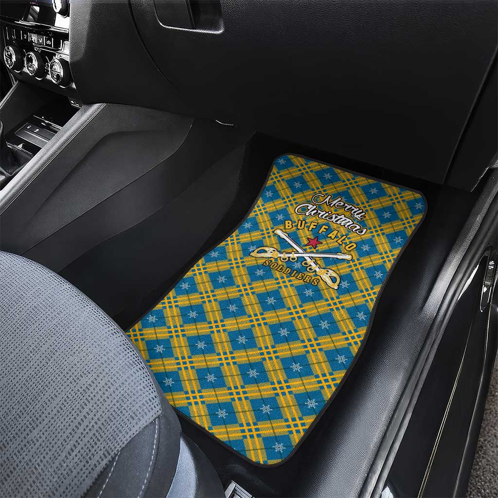 Buffalo Soldiers Christmas Car Mats Blue Yellow Plaid Parade Illustration Design - African Pride