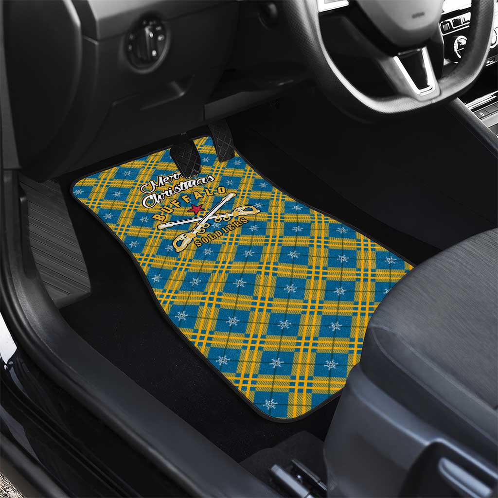 Buffalo Soldiers Christmas Car Mats Blue Yellow Plaid Parade Illustration Design - African Pride