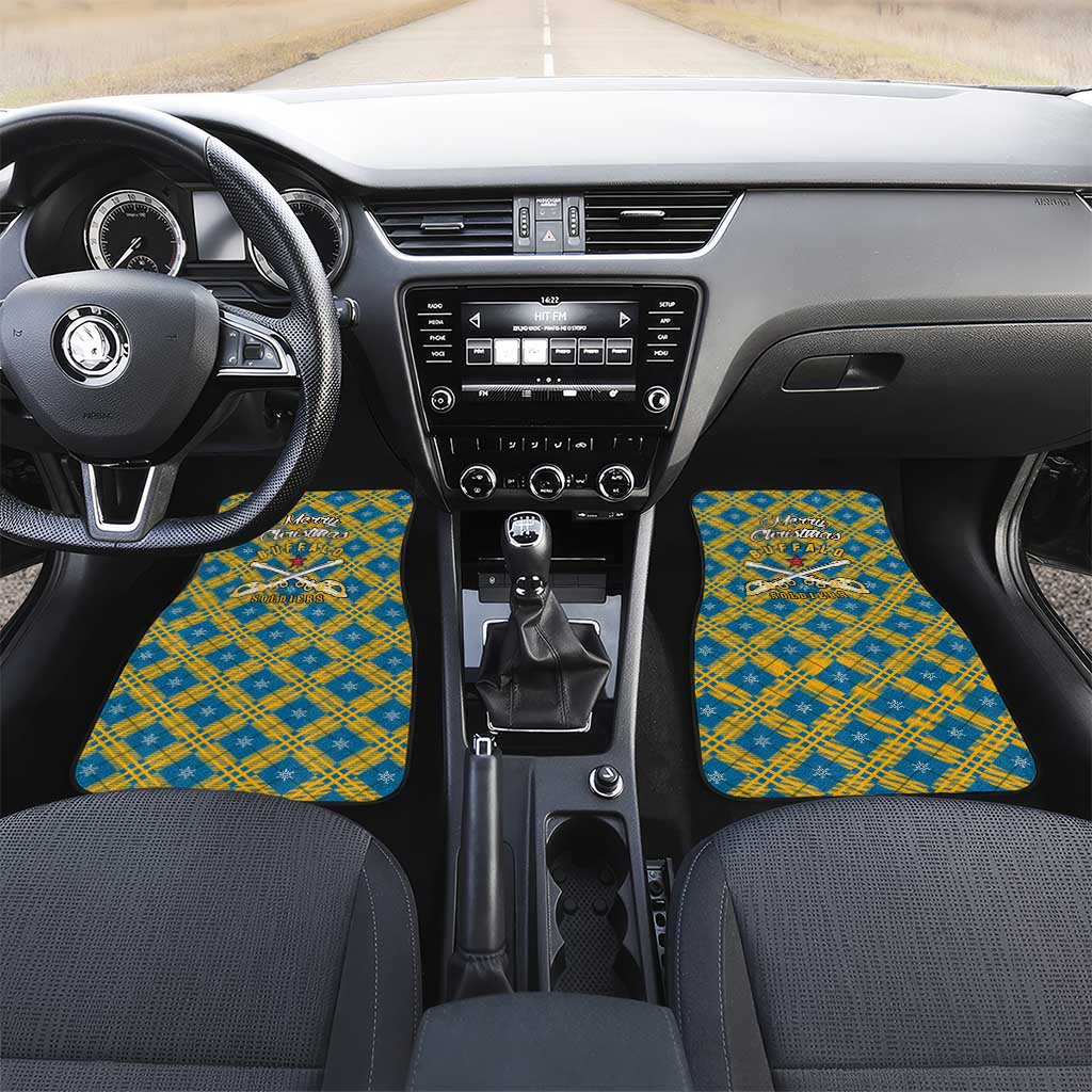 Buffalo Soldiers Christmas Car Mats Blue Yellow Plaid Parade Illustration Design - African Pride