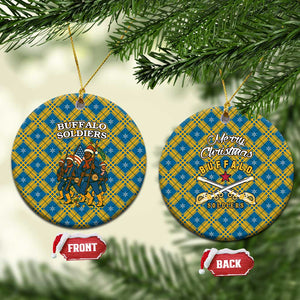 Buffalo Soldiers Christmas Ceramic Ornament Blue Yellow Plaid Parade Illustration Design - African Pride