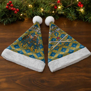 Buffalo Soldiers Christmas Santa Hat Blue Yellow Plaid Parade Illustration Design - African Pride