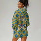 Buffalo Soldiers Christmas Hoodie Dress Blue Yellow Plaid Parade Illustration Design - African Pride