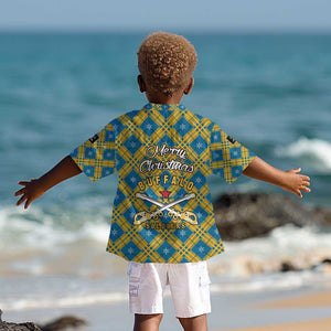 Buffalo Soldiers Christmas Kid Hawaiian Shirt Blue Yellow Plaid Parade Illustration Design - African Pride