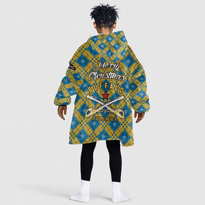 Buffalo Soldiers Christmas Kid Wearable Blanket Hoodie Blue Yellow Plaid Parade Illustration Design - African Pride