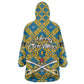 Buffalo Soldiers Christmas Kid Wearable Blanket Hoodie Blue Yellow Plaid Parade Illustration Design - African Pride