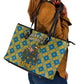 Buffalo Soldiers Christmas Leather Tote Bag Blue Yellow Plaid Parade Illustration Design - African Pride