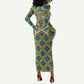 Buffalo Soldiers Christmas Long Sleeve Bodycon Dress Blue Yellow Plaid Parade Illustration Design - African Pride